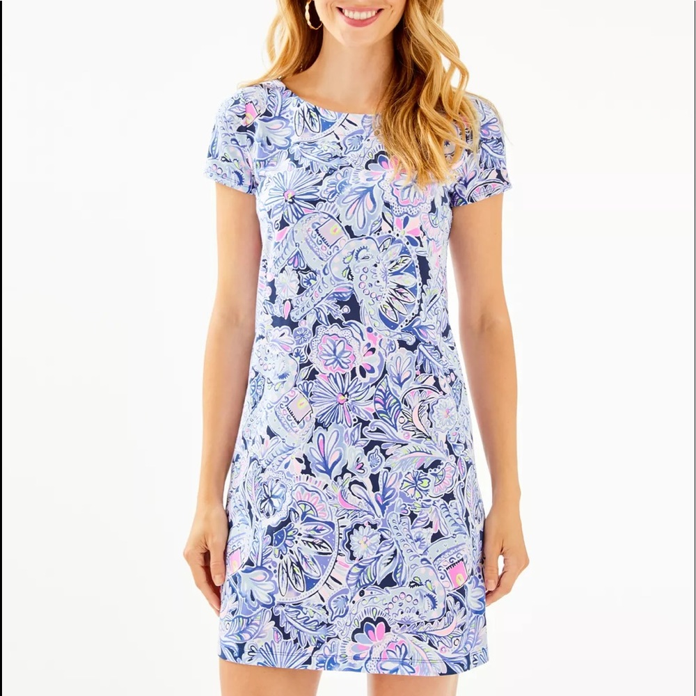 Lilly Pulitzer Bay Dress Blue Namaste in Jungle